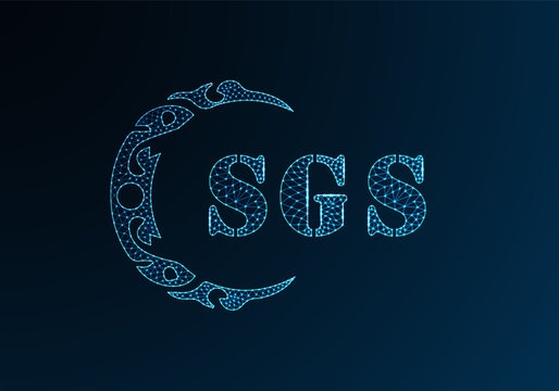 Low poly letter logo SGS design. SGS letter logo low poly vector design on blue color gradient background. SGS logo low poly design