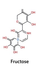 Obraz premium Detailed Fructose Chemical Structure Isolated on White Background.