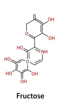 Detailed Fructose Chemical Structure Isolated on White Background.