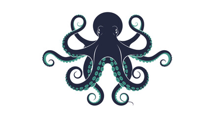 Stylized navy blue octopus vector illustration isolated on white background. © Mangnu