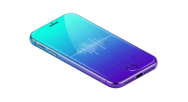 Vector illustration&nbsp;of isometric stylized smartphone with sound wave on on a transparent background