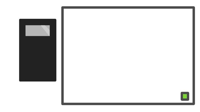 Next to the frame, there's a button to turn the device on and off. There's also an activation indicator, which is either red or green.