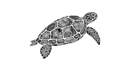 Detailed illustration of a turtle swimming. © Asbut