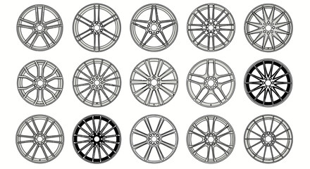 Fototapeta premium Collection of various wheel designs.