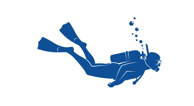 Scuba Diver in Deep Water Exploration.