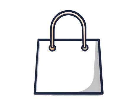 Simple White Shopping Handbag Icon on Transparent Background PNG