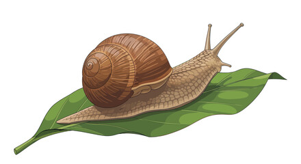 Brown Snail on Green Leaf Surface. © Asbut