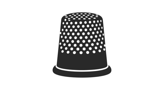Black thimble with white dots closeup.