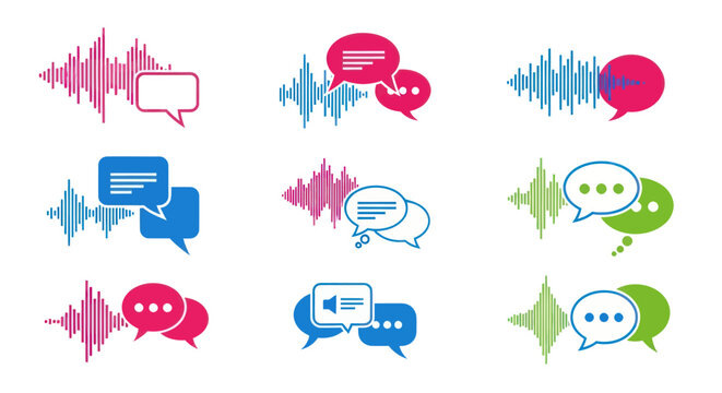 Colorful chat speech bubble icons set.