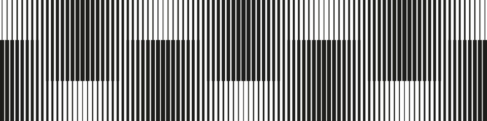 Abstract seamless pattern of black and white vertical lines forming geometric blocks. Optical illusion halftone texture background. © sergo77