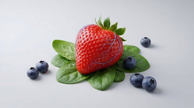 Konsep Kesehatan Jantung Stroberi dengan Pembuluh Darah dan Buah Beri