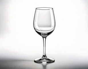 Obraz premium Explore the purity of design with this elegant empty wine glass on a minimalist white backdrop. A versatile asset for luxury branding, restaurant menus, or sophisticated lifestyle ads.