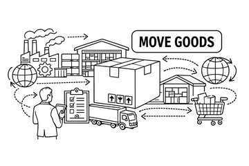 Fototapeta premium Supply Chain Logistics Flow