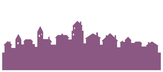 Obraz premium Minimal cityscape illustration with simplified house in a clean vector design.