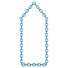 Fototapeta premium 3D Blue Glass Rounded House Price Tag Shape Chain Link Border Frame
