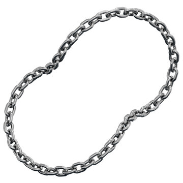 3D Chrome Chain Link Irregular Deformed Oval Ring Loop Shape