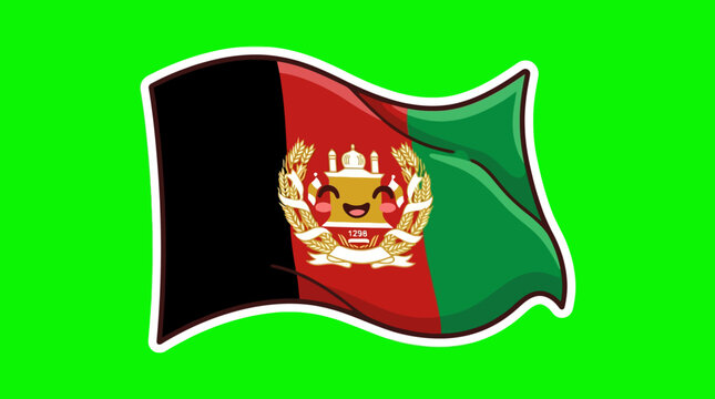 Afghanistans National Flag Waving Proudly Against a Green Backdrop.