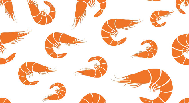 orange shrimp seamless pattern vector illustration