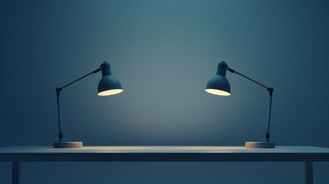 dos l&aacute;mparas encendidas sobre escritorio
