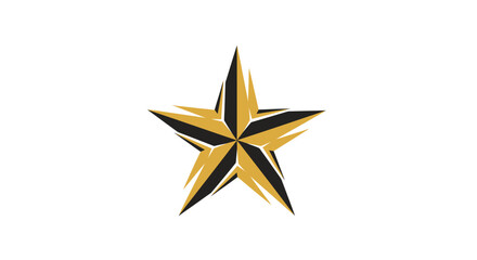 Fototapeta premium Stylized golden and black star logo icon isolated on white background