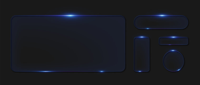 Glass liquid boxes frames turquoise blue, Glass interface buttons, Geometric transparent plastic frames for ui ux web design