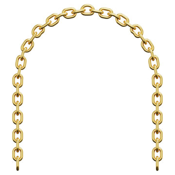 3D Gold Chain Link Curved Arch Horseshoe Half Oval Shape