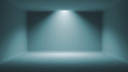 Obraz premium Empty blue room interior with spotlight and textured floor, minimal background with copy space for product display, presentations, and advertising design.