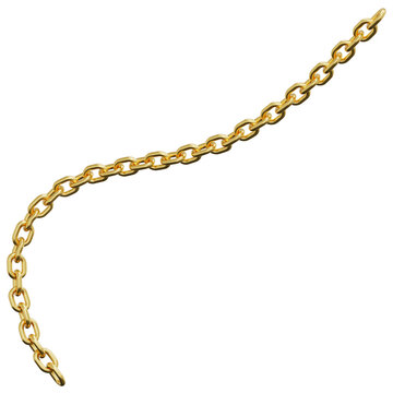3D Gold Chain Link Oval Ring Slanted Border Shape