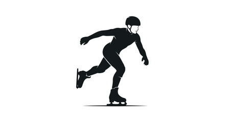 Obraz premium Silhouette of a speed skater in motion on ice.