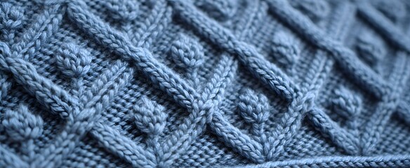 Fototapeta premium The detailed knit pattern evokes warmth through its delicate stitch work and rich texture