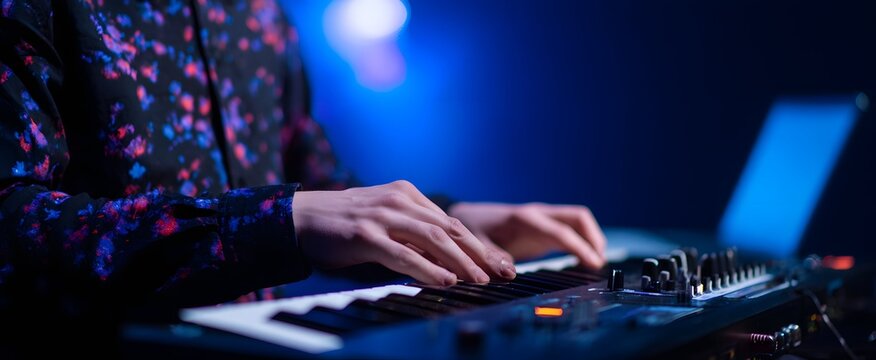 The features digital musicians spinning live beats like cosmic DJs in a sonic galaxy