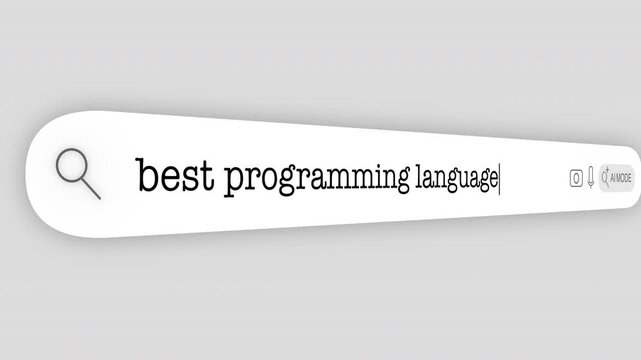 Search Bar Internet browser Animation with typing of the "best programming language" word usefull for 4K video footage