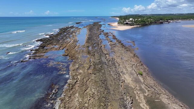 Porto Seguro Skyline At Porto Seguro In Bahia Brazil. Mangrove Skyline. Beach Landscape. Beautiful Sandbanks. Porto Seguro Skyline In Porto Seguro In Brazil. Nature Seascape. Brazil Northeastern.