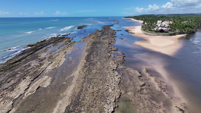 Porto Seguro Skyline At Porto Seguro In Bahia Brazil. Mangrove Skyline. Beach Landscape. Beautiful Sandbanks. Porto Seguro Skyline In Porto Seguro In Brazil. Nature Seascape. Brazil Northeastern.