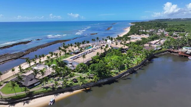 Porto Seguro Skyline At Porto Seguro In Bahia Brazil. Mangrove Skyline. Beach Landscape. Beautiful Sandbanks. Porto Seguro Skyline In Porto Seguro In Brazil. Nature Seascape. Brazil Northeastern.