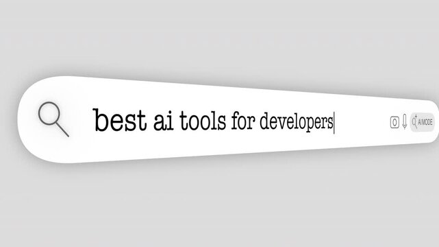 Search Bar Internet browser Animation with typing of the "best ai tools for developers" word usefull for 4K video footage