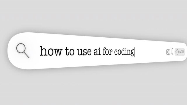 Search Bar Internet browser Animation with typing of the "how to use ai for coding" word usefull for 4K video footage
