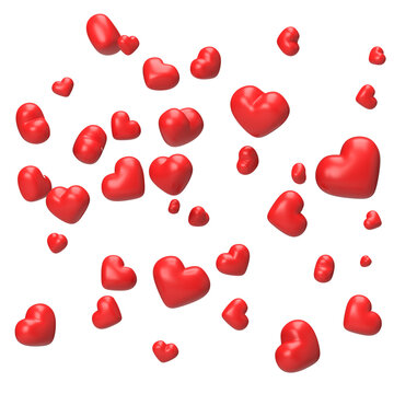 3D floating red hearts particles for love romantic background