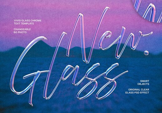Clear Vivid Glass Text Effect &ndash; Chrome Typography for Logo, Poster & Branding (PSD)