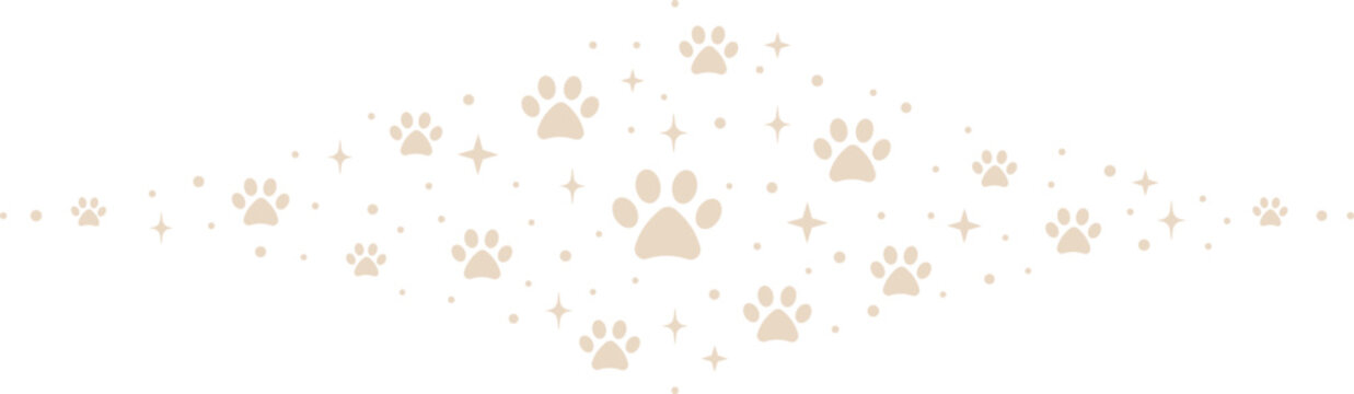 Cute paw vector banner, isolated clip art decorative border design, divider illustration flat