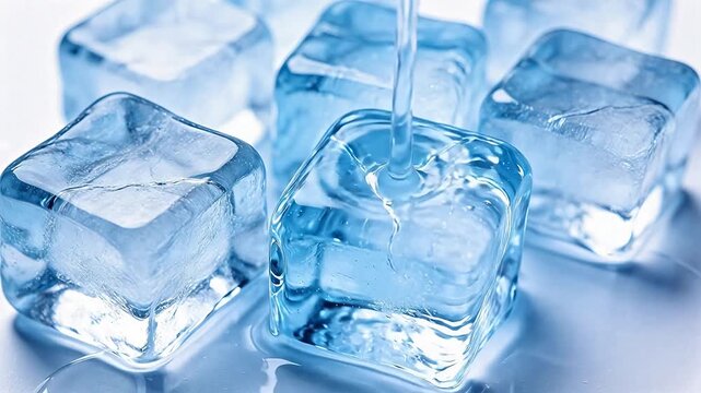 Ice cubes with water droplet