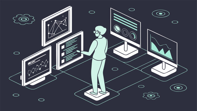 Isometric AI process showing creative workflow and automation systems.