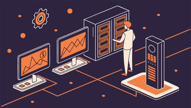 Isometric 3D AI workflow visualization showing creative automated process flow.