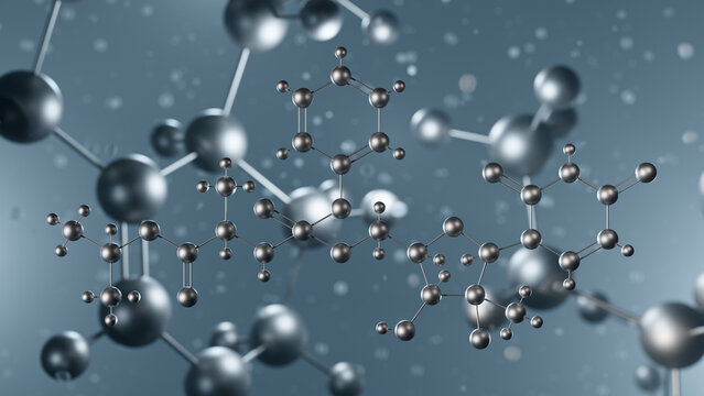 sofosbuvir molecular structure, 3d model molecule, antiviral medication structural chemical formula view from a microscope