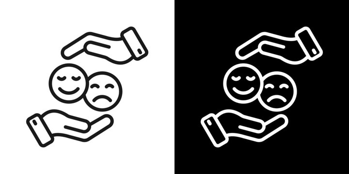 Emotional Support Icon Of Line Black And White Style