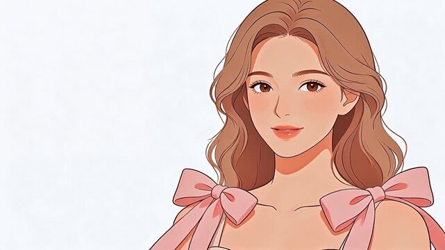 Animated portrait of a woman with bow straps