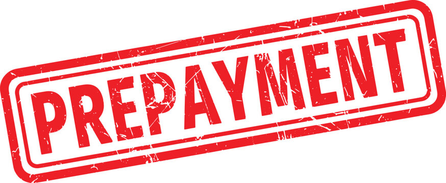PREPAYMENT red rubber stamp text