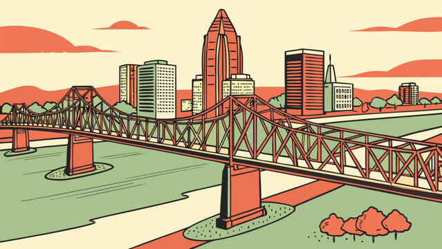 Modern Louisville skyline silhouette illustration