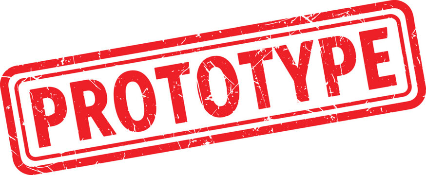 PROTOTYPE red rubber stamp text