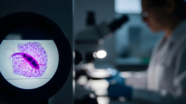 Mosquito Specimen Under Microscope in Laboratory Research